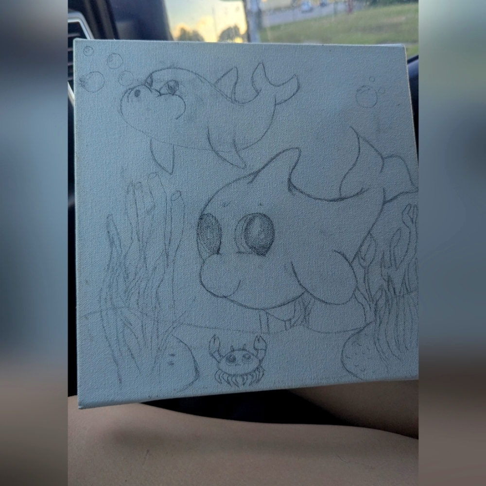 Underwater Sketch Canvas Art Small
